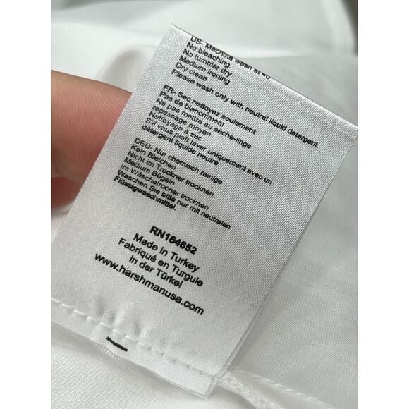 NWT Harshman Women's Pearl White Bell Sleeve Aster Twill Popover Blouse Size L - Picture 9 of 12